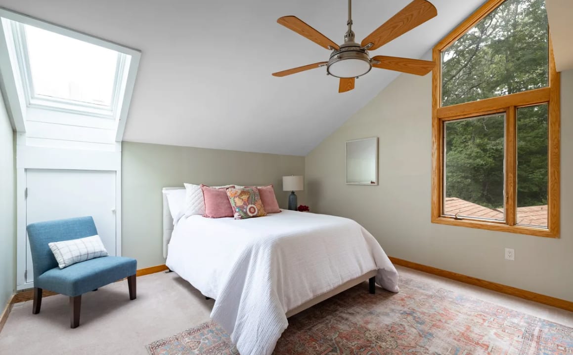 Finished bedroom with fresh paint and trim