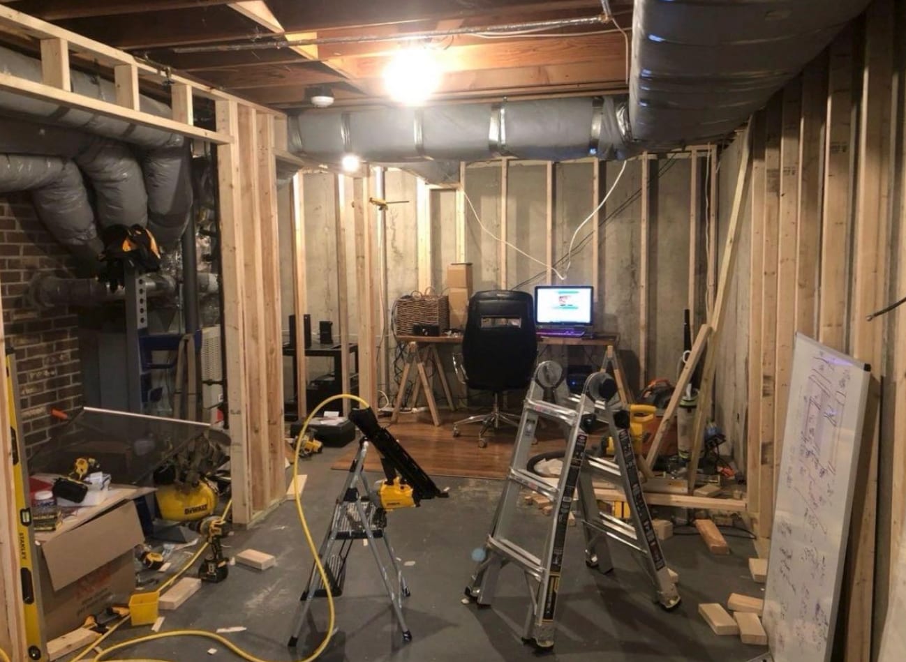 Unfinished basement before