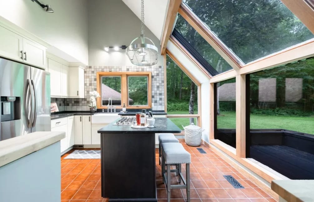 Bright remodeled kitchen with a new island